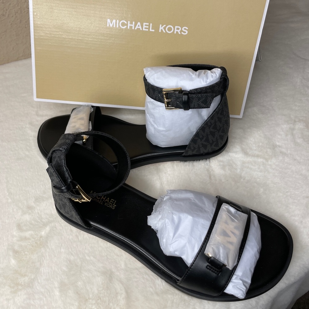 MK black sandals